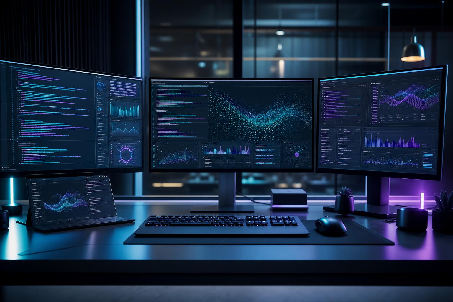 Generated image of a premium software engineering workstation